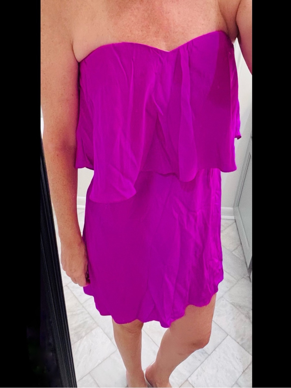 Strapless Silk Alice & Trixie Mini Dress in Bright Magenta. Size small